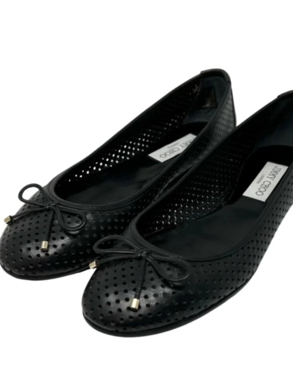 Jimmy Choo Black Perforated Leather Ballet Flats